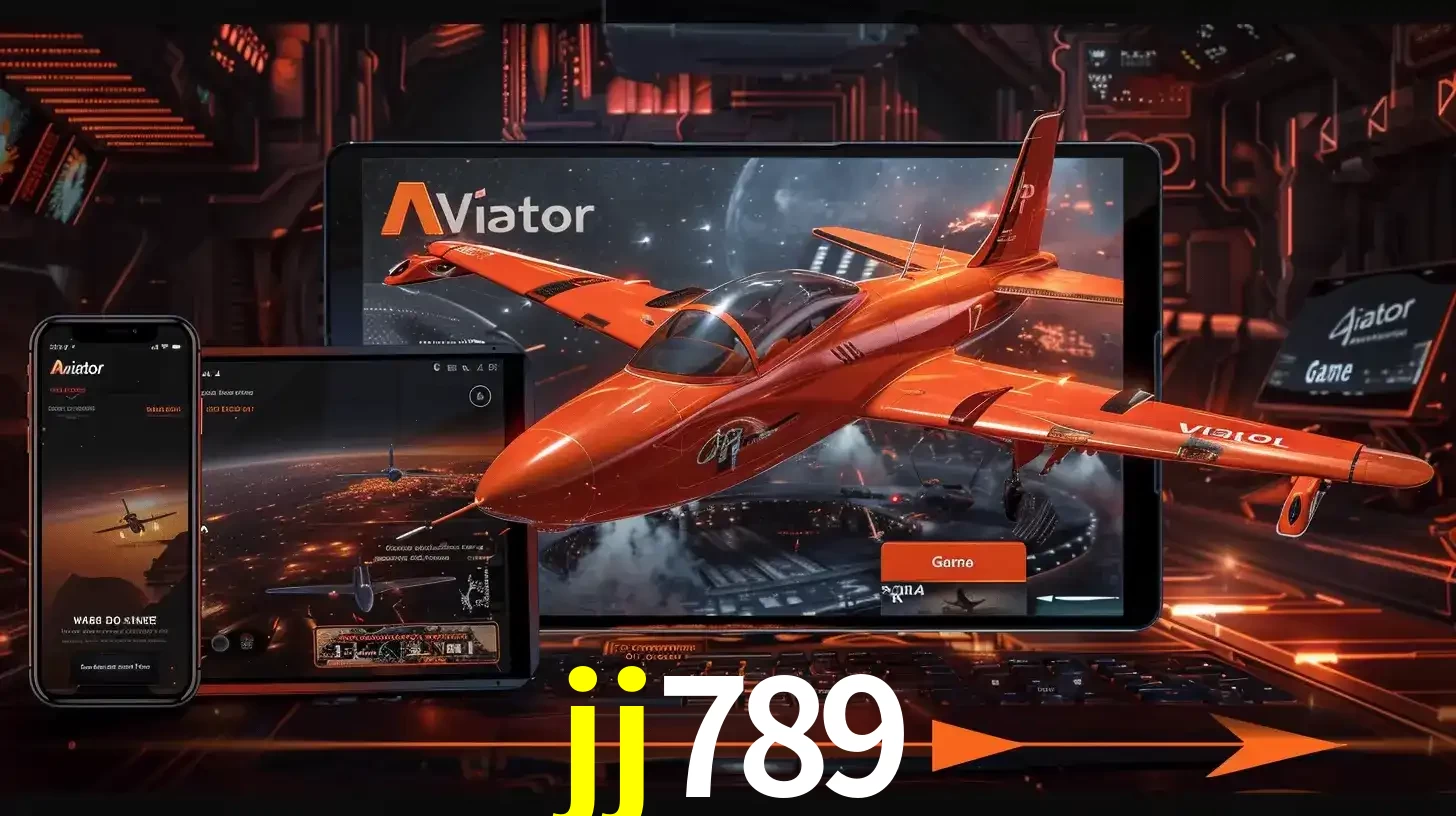 Apresentação tecnológica do jogo Aviator com um avião saindo da tela de um tablet, demonstrando a experiência imersiva em múltiplos dispositivos no jj789.