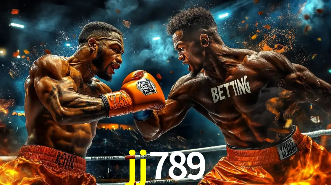 Dois boxeadores em uma luta intensa e explosiva, representando a adrenalina e as oportunidades de apostas em esportes de combate disponíveis na plataforma jj789.