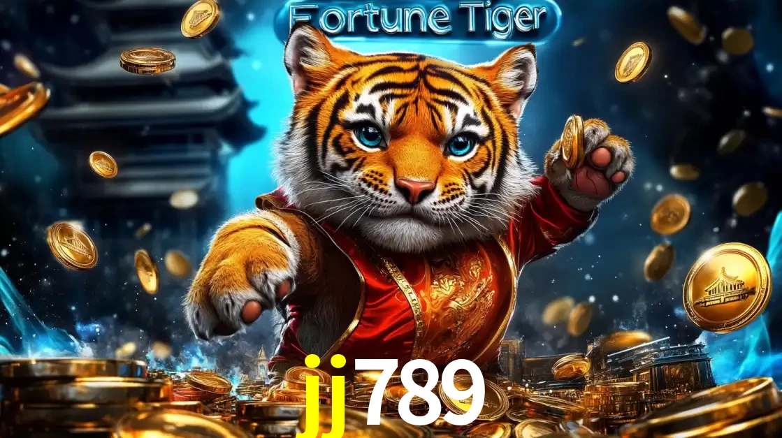 Imagem promocional do jogo de slot Fortune Tiger, com um tigre majestoso em traje tradicional cercado por uma fortuna em moedas de ouro, disponível agora no cassino jj789.