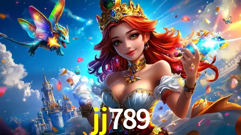 A princesa de um reino de fantasia mágico, com seu pequeno dragão, apresentando um mundo de prêmios encantados nos jogos de caça-níqueis do cassino jj789.